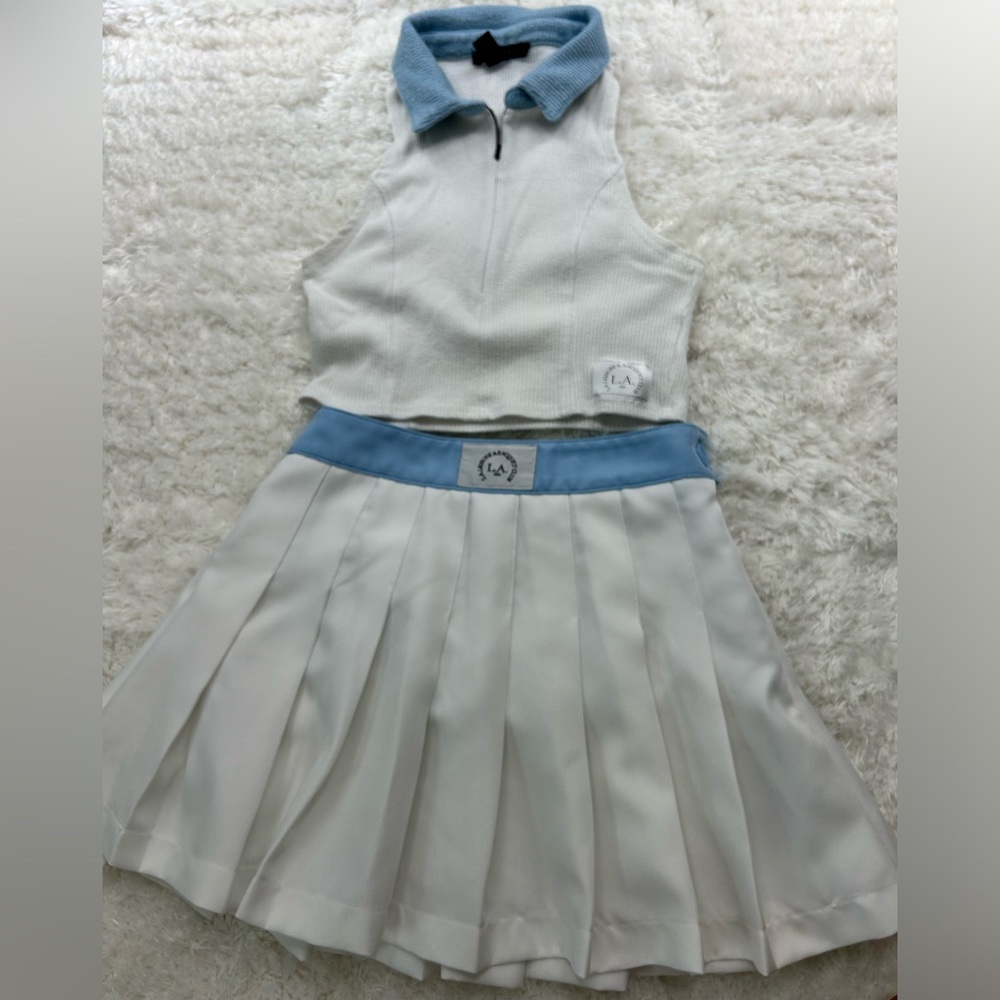 Two piece blue and white skirt set size S